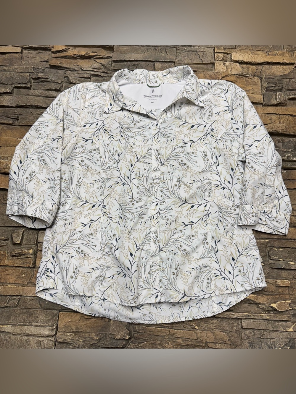 Royal Robbins Shirt Women 2XL White 3/4 Sleeve Button Ventilated Lightweight Top